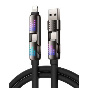 SYNCWIRE 4-in-1 USB Charging Cable (4FT) 240W Multi-Port USB/USBC to USB C/Lightning Fact Charging Cable for iPhone 16/15 Series, MacBook Pro/iPad, Galaxy S24/S23+, Android Auto etc