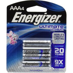 ENERGIZER L92 ULTIMATE LITHIUM 4 AAA ON CARD