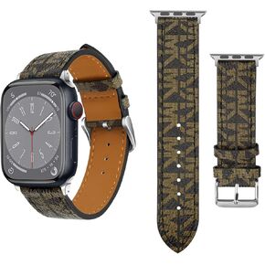 Compatible with Apple Watch Band 49mm 45mm 44mm 42mm 41mm 40mm 38mm for Women Men, Classic Designer Leather Replacement Strap for Apple iWatch Ultra/Ultra 2 Series SE SE2 9/8/7/6/5/4/3/2/1