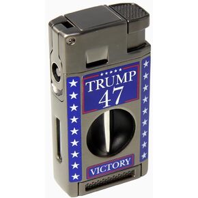 President Trump 45/47 Limited Edition Inauguration Commemorative Victory Cigar Lighter – A Premium, One-of-a-Kind Double Torch Butane Lighter with V Cutter & Punch, Designed as a Collectible Gift