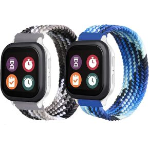 2 Pack Braided Band Compatible with Gizmo Watch 3 Adventure 3 2 1/Gabb Watch 3e 3 2 1/SyncUP Watch/Cosmo JrTrack Watch Band for Kids,20mm Soft Breathable Solo Loop Stretchy Strap