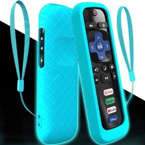 Cover for Roku Stick Remote, Case Compatible with Hisense TV Controller, Silicone Sleeve for TCL Smart TV Control Holder Glow in The Dark Blue