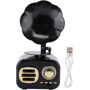 Mini Vintage Retro Bluetooth Smart Speaker Portable Loudspeaker Music Player with Old Fashioned Classic for Desktop Laptop ( Black)