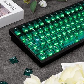 Crystal Orange Keycaps Backlit, Clear Keycap 114 Key Cool Translucent Keycaps, PC Material Cherry Profile Key Caps for ANSI RGB Mechanical Gaming Keyboard, Cherry Mx Custom Key Caps Set