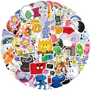 110pcs ملصقات كرتون BFDI ملصقات معركة ميم لطيف للمراهقين زجاجات المياه ، شارات مقاومة للماء ملونة للأطفال.