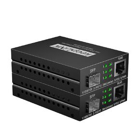 Gigabit SFP to RJ45 Fiber Media Converter, Fiber to Ethernet Converter, 10/100/1000Base-TX to SFP, Auto-Negotiation Plug and Play, Pack of 2