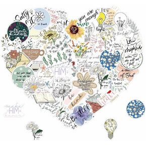Aesthetic Christian Stickers for Kids Teens Adults, 50PCS Inspirational Bible Verse Stickers, Waterproof Jesus Stickers for Water Bottle Journaling Scrapbooking Laptop Party Supplies(Bible)