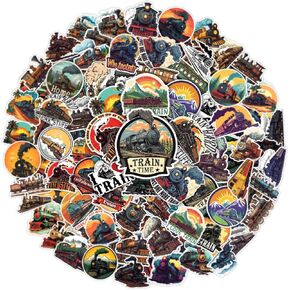 64 Pcs Train Stickers - Vintage Trains Sticker Waterproof Decal for Water Bottles Laptop Luggage Computer Scrapbooking Teens Adults Girls Funny Birthday Decorations