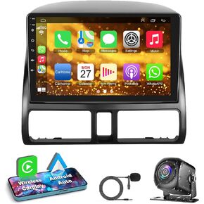 4G+64G Car Radio Stereo for Honda CRV 2002-2006, Wireless Carplay&Android Auto with Android 12 Support Bluetooth/Voice Control/GPS/WiFi/Back-up Camera/SWC/FM, 9 Inch IPS Touch Screen for Honda CRV