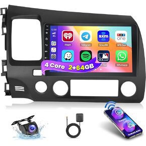 2+64G Screen for Honda Civic 2006 2007 2008 2009 2010 2011 CarPlay Stereo Android 13 Car Radio 9 Inch Touchscreen Android Auto Backup Camera GPS FM RDS DSP 26UI