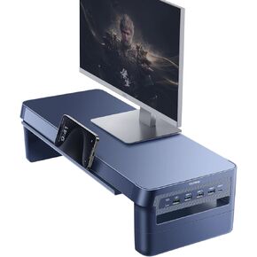 Vaydeer USB 3.0 Monitor Stand, Metal Height Adjustable Monitor Riser with Hub, Support Fast Charging and Transfer Data, Keyboard and Mouse Storage Desk Organizer for Laptop,Computer,Notebook,MacBook，21.4inch