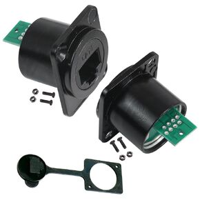 PENGLIN 2PCS D-Type RJ45 Panel Mount Connector with PCB Board,CAT6 Female to Female Bulkhead Extension Interface Adapter