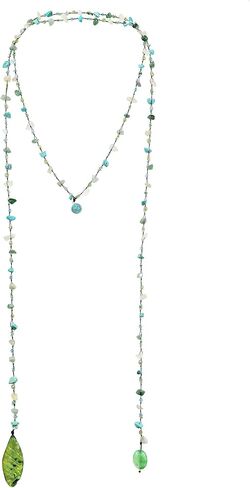 AeraVida Trendy Wrap Around Layers of Simulated Blue Turquoise, Red Coral, And Mixed Stones on Cotton Rope Lariat Style Beaded Long Necklace | Colorful Necklaces for Women | Long Beaded Wrap Necklace in Saudi Arabia