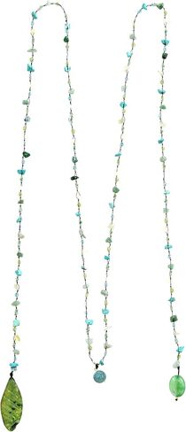 AeraVida Trendy Wrap Around Layers of Simulated Blue Turquoise, Red Coral, And Mixed Stones on Cotton Rope Lariat Style Beaded Long Necklace | Colorful Necklaces for Women | Long Beaded Wrap Necklace in Saudi Arabia
