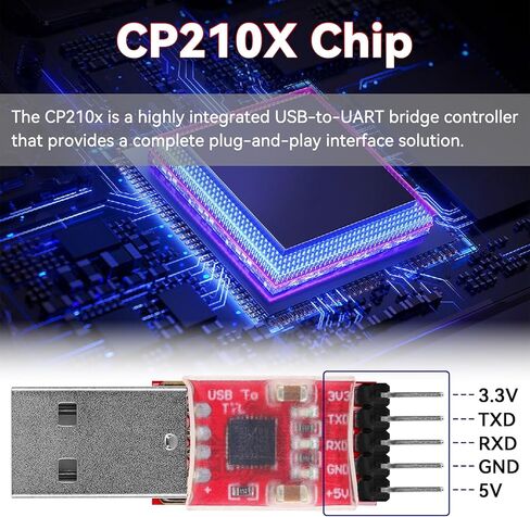 CP2102 USB إلى وحدة TTL - تنزيل محول المحول التسلسلي لـ UART STC 3.3V و 5V Microcontrollers مع كابل Jumper in Kuwait