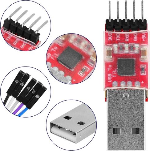 CP2102 USB إلى وحدة TTL - تنزيل محول المحول التسلسلي لـ UART STC 3.3V و 5V Microcontrollers مع كابل Jumper in Kuwait