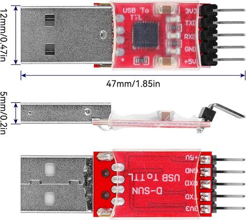 CP2102 USB إلى وحدة TTL - تنزيل محول المحول التسلسلي لـ UART STC 3.3V و 5V Microcontrollers مع كابل Jumper in Kuwait