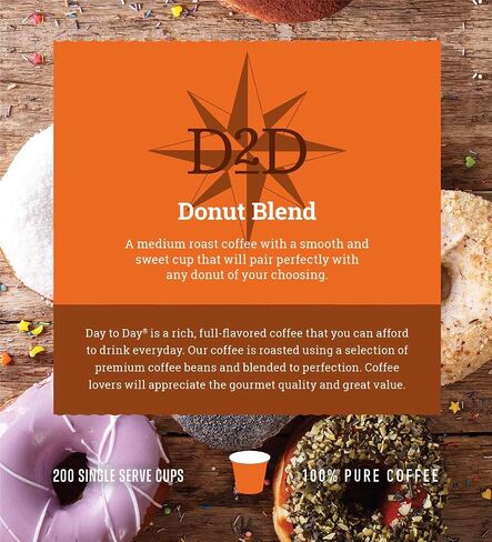 Day To Day 200-Count Donut Blend, Medium Roast Single Serve Coffee Pods for K-Cup Keurig Brewers in Saudi Arabia