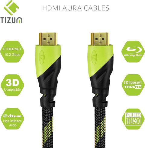 TIZUM High-Speed HDMI Cables/Ethernet Cable|Compatible with ps5,Xbox Series x,ipad air,Fire tv,USB c Cable,MacBook Pro/Air, Laptops,DVD Player & All HDMI Devices|Supports 3D, (10.2Gbps,4K@25Hz)(3 M) in Saudi Arabia