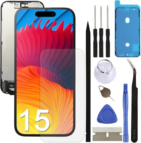 استبدال شاشة LCD لجهاز iPhone 15 A3090 A2846 A3089 A3092 6.1inch HD Respons Screen Parmizer Assembly مع مجموعة الإصلاح in Kuwait