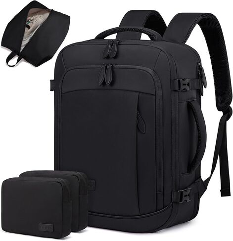 حقيبة تحمل سفر Lovevook للرجال ، 35L CARRE CARRAL BAG تناسب 15.6 "كمبيوتر محمول ، عنصر شخصي معتمد من الرحلة ، أمتعة مقاومة للماء للاستخدام اليومي في رحلة العمل في رحلة العمل UNI ، Black in Kuwait