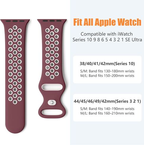 DaQin Compatible with Apple Watch Band 49mm 46mm 45mm 44mm 42mm 41mm 40mm 38mm for Women Men, Soft Silicone Sport Breathable Wristbands Strap for iWatch Bands Series 10 9 8 7 6 5 4 3 2 1 SE Ultra 2 in Kuwait
