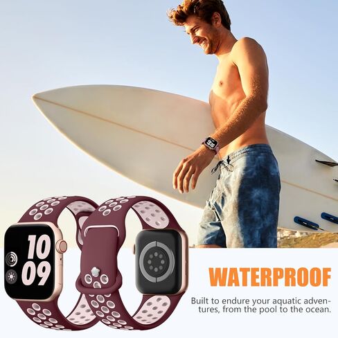 DaQin Compatible with Apple Watch Band 49mm 46mm 45mm 44mm 42mm 41mm 40mm 38mm for Women Men, Soft Silicone Sport Breathable Wristbands Strap for iWatch Bands Series 10 9 8 7 6 5 4 3 2 1 SE Ultra 2 in Kuwait