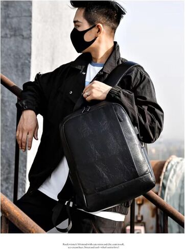 Fashion PU Leather Backpack college schoolbag Laptop Bag Leisure business travel Multifunctional backpack (Style3,ONE SIZE) in Saudi Arabia