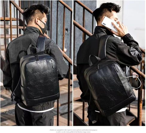 Fashion PU Leather Backpack college schoolbag Laptop Bag Leisure business travel Multifunctional backpack (Style3,ONE SIZE) in Saudi Arabia