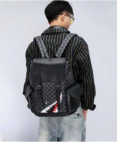 Fashion PU Leather Backpack college schoolbag Laptop Bag Leisure business travel Multifunctional backpack (Style3,ONE SIZE) in Saudi Arabia