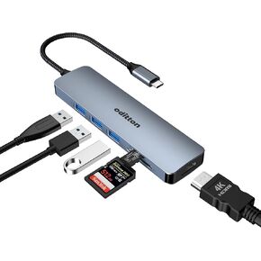 USB C HUB, oditton 6 in 1 Docking Station USB C Adapter with 4K HDMI Output, USB 3.0 Up to 5Gpbs, SD&TF Card Slot, Compatible for Laptop and Other Type C Devices