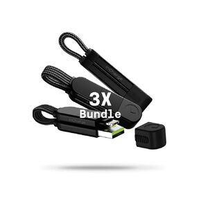 Rolling Square inCharge X, (3X Pack) Multi Charging Cable Portable Keychain Charger Cable, 6-in-1 100W Ultra Fast Charging Power, Lava Black