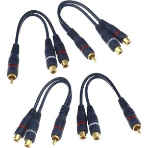 Sing F Ltd 4 Packe of Mini Jack 1 rca male to 2 rca female y splitter cables fono for home cinema and digital Stereo in Kuwait