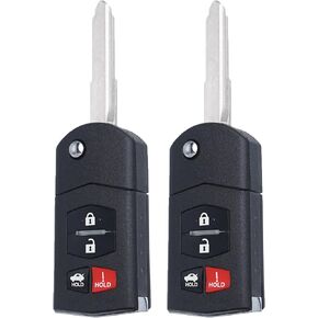 Key Fob Keyless Entry Fits for Mazda 3 6 Miata MX-5 2006-2015 Remote Control Flip Key Replacement 4 Button BGBX1T478SKE125-01 (Set of 2)