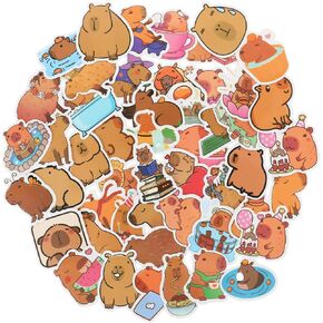 100pcs Capybara Stickers Cute Cartoon Animal Decals Vinyl Waterproof Kawaii Stickers Nature Party Favors & Gifts for Adults Teens Girls Water Bottle Laptop Luggage Helmet Scrapbook Motorcycle Guitar