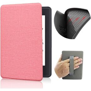 Case for 7" Kindle Paperwhite with Hand Strap - Ultra Slim PU Leather Smart Cover with Auto Sleep and Wake for Kindle Paperwhite 12th Generation - 2024 Release (Pink)