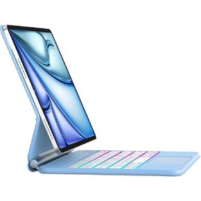 Magic Keyboard Case for iPad Air 11-inch(M2) 2024 & iPad Air 5th/4th Gen & iPad Pro 11 (4th/3rd/2nd/1st Gen), Keyboard with Multi-Touch Trackpad, Floating Magnetic Stand, Rainbow Backlit, Blue