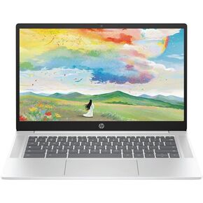 HP Chromebook 14 "HD Laptop ، Intel N200 Processor ، 4GB LPDDR5 RAM ، 128GB UFS ، Chrome OS ، Glacier Silver ، Intel UHD Graphics ، حزمة مع لوحة الماوس