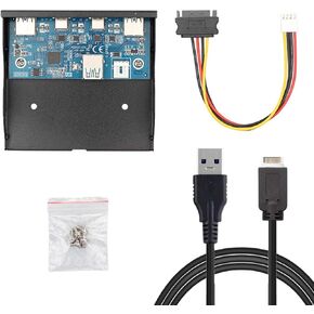 JSER USB 3.1 Front Panel Header 19Pin to USB-C & USB 3.0 HUB 4 Ports Front Panel Motherboard Cable Compatible for 3.5" Floppy Bay