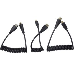 EACHSHOT Coiled 4K HDMI 2.0 Cables Kit, Includes HDMI to HDMI Cable (35CM/1.14FT-100CM/3.28FT), HDMI to Mini HDMI Cable(34.5CM/1.13FT-100CM/3.28FT), HDMI to Mirco HDMI Cable(30.5CM/1FT-50CM/1.64FT)