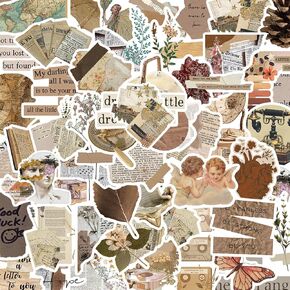 100Pcs Vintage Aesthetic Stickers, Cute Retro Journaling，Vinyl Waterproof Decal,Perfect for Kids,Teens, Kindle,Journaling，Water Bottle Suitcase Phone Skateboard Guitar Water Cup Bike Laptop Scrapbook