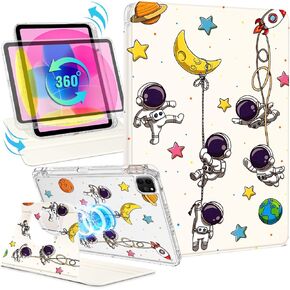 Shorogyt for iPad 10th Generation 10.9 Inch 2022 Case Magnetic Stand for Women - Cute Design 360 Degree Rotating Covers Girls Aesthetic with Pencil Holder for Apple i Pad 10 Gen,Sun Moon