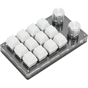One Handed Programmable Mechanical Keyboard, 12 Keys RGB Programmable Macro Keyboard with Knob,Multifunctional Mechanical Gaming Keypad Function Keypad for Win (Black White)