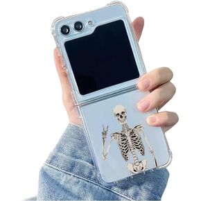 for Samsung Galaxy Z Flip 6 Case Creative Horror Halloween Scary Spooky Goth Gothic Funny Unique Cute Case Hard Plastic PC Crystal Clear Phone Case for Samsung Galaxy Z Flip 6 (Skull)