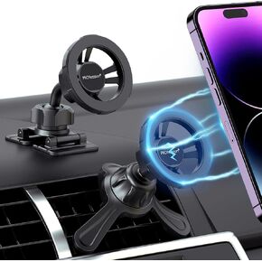 PROfezzion for Metal MagSafe Car Mount, Deluxe Magnetic Phone Holders for Your Car Air Vent or Dashboard Compatible with iPhone 16 15 14 13 12 Pro Max Plus & All Phones, Hands Free and 360° Rotation