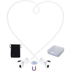 Ultra Strong Magnetic Anti-Lost Straps Compatible with AirPods 4 3rd 2nd Generation Pro 3 2 1 with Storage Bag& Case, White