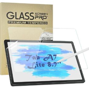 2 Pack Screen Protector Compatible With Samsung Galaxy Tab A7 Lite 8.7'',1 Paper-feel Screen Protector + 1 Tempered Film Screen Protector, [Easy Installation] [Bubble Free]