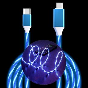 USB C to USB C Cable 3A Light Up C to C Cable LED USB C to Type C Fast Charging Cord for Samsung Galaxy S23 S22 S21 S20 Ultra, i-Phone 15 Pro Max Plus, iPad Mini Pro Air(3.3FT,Blue)