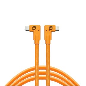 Tether Tools TetherPro 15' USB-C Right-Angle to USB-C Right-Angle Cable, High Visibility Orange