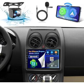 Car Radio for Nissan Rogue 2008 2009 2010 2011 2012 2013, [4+64G] 9" Touch Screen Upgrage for Rogue Stereo Carplay Android Auto with 32EQ 1280 * 720 Support J-B-L/Original Car with Navi/Large Screen